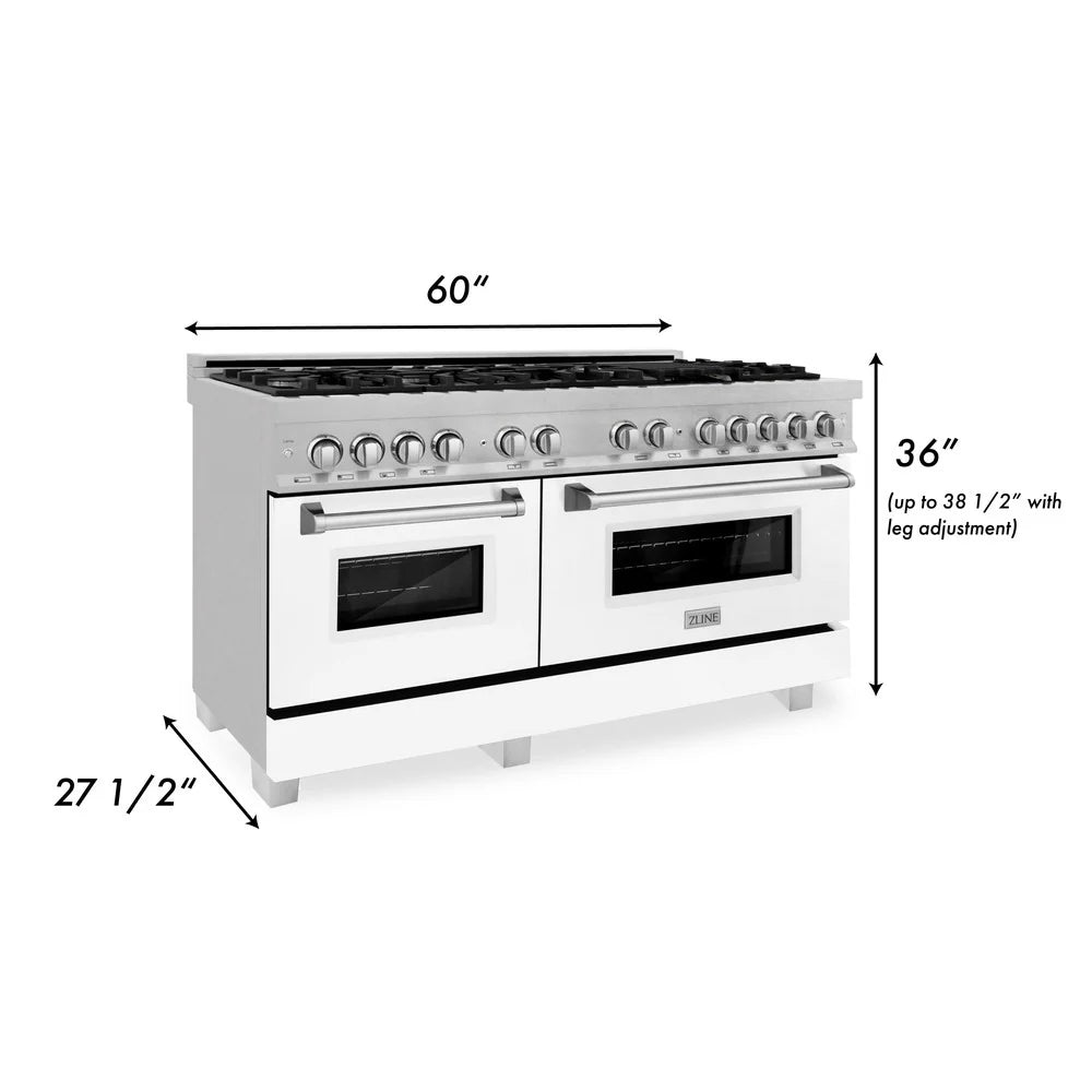 ZLINE 60" 7.4 cu. ft. Dual Fuel Range with Gas Stove and Electric Oven in DuraSnow Stainless Steel