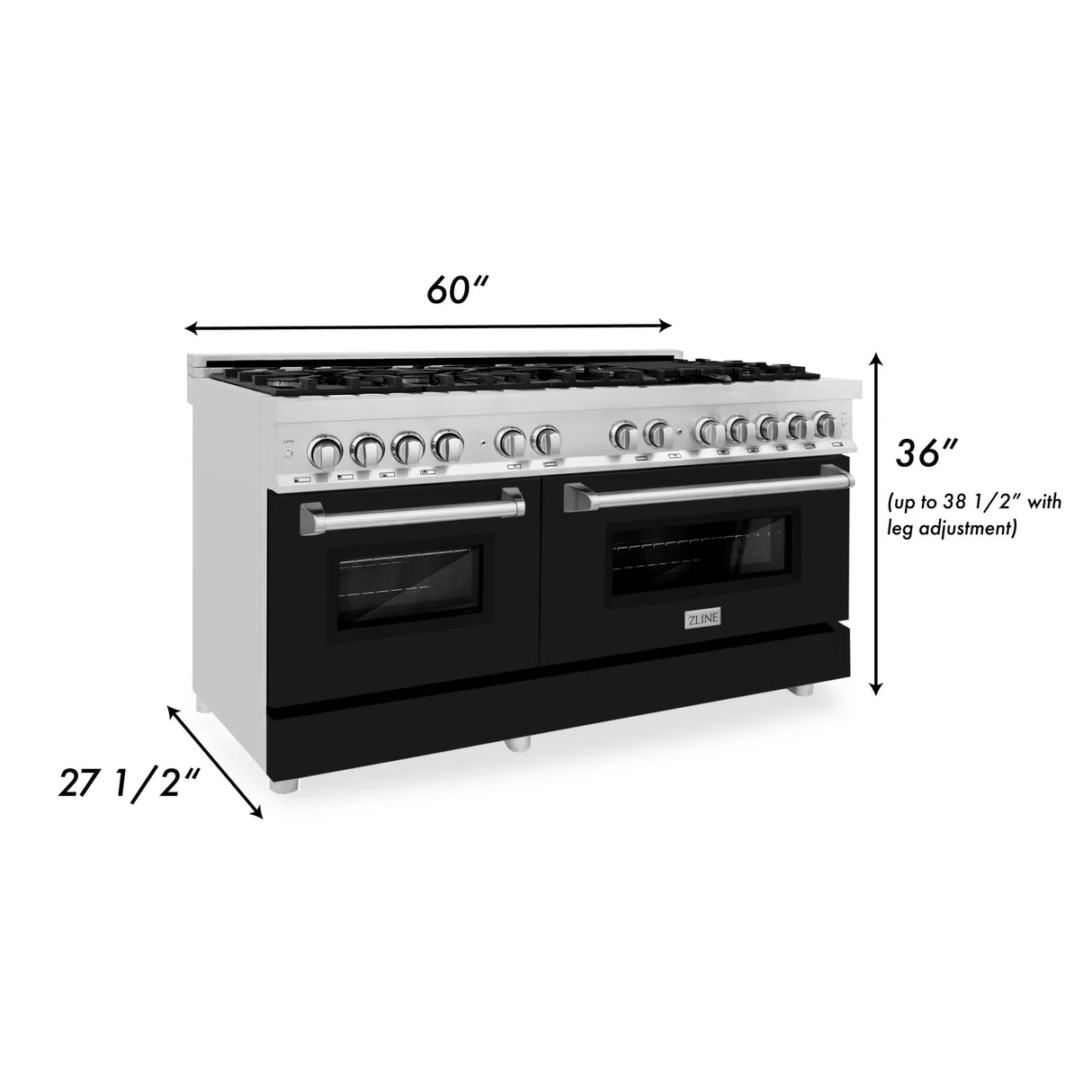 ZLINE 60" 7.4 cu. ft. Dual Fuel Range with Gas Stove and Electric Oven in Stainless Steel