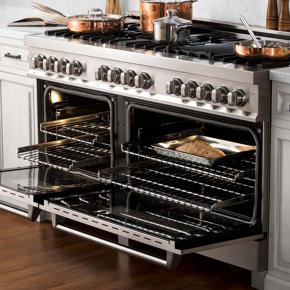 ZLINE 60" 7.4 cu. ft. Dual Fuel Range with Gas Stove and Electric Oven in Stainless Steel with Brass Burners