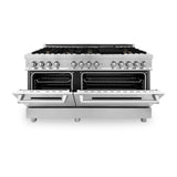 ZLINE 60" 7.4 cu. ft. Dual Fuel Range with Gas Stove and Electric Oven in Stainless Steel with Brass Burners