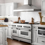 ZLINE 60" 7.4 cu. ft. Dual Fuel Range with Gas Stove and Electric Oven in Stainless Steel with Brass Burners