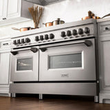 ZLINE 60" 7.4 cu. ft. Dual Fuel Range with Gas Stove and Electric Oven in Stainless Steel with Brass Burners