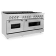 ZLINE 60" 7.4 cu. ft. Dual Fuel Range with Gas Stove and Electric Oven in Stainless Steel with Brass Burners