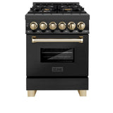 ZLINE Autograph Edition 24" 2.8 cu. ft. Dual Fuel Range with Gas Stove and Electric Oven in Black Stainless Steel