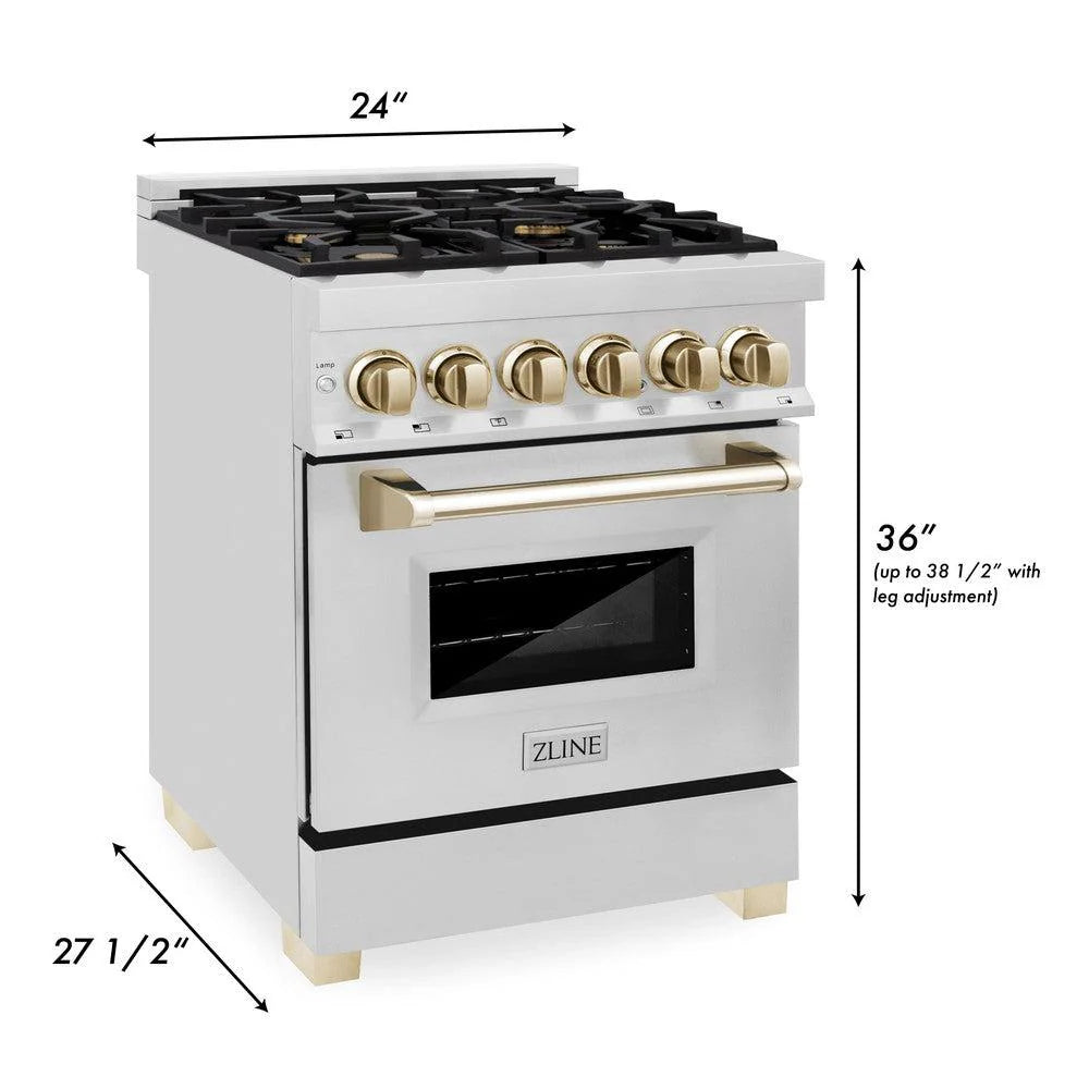 ZLINE Autograph Edition 24" 2.8 cu. ft. Dual Fuel Range with Gas Stove and Electric Oven in Stainless Steel