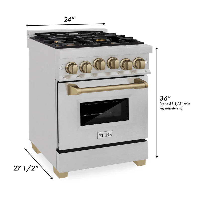 ZLINE Autograph Edition 24" 2.8 cu. ft. Range with Gas Stove and Gas Oven in DuraSnow Stainless Steel