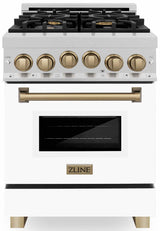 ZLINE Autograph Edition 24" 2.8 cu. ft. Range with Gas Stove and Gas Oven in DuraSnow Stainless Steel with White Matte Door