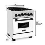 ZLINE Autograph Edition 24" 2.8 cu. ft. Range with Gas Stove and Gas Oven in DuraSnow Stainless Steel with White Matte Door