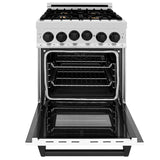 ZLINE Autograph Edition 24" 2.8 cu. ft. Range with Gas Stove and Gas Oven in DuraSnow Stainless Steel with White Matte Door