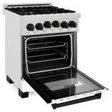 ZLINE Autograph Edition 24" 2.8 cu. ft. Range with Gas Stove and Gas Oven in DuraSnow Stainless Steel with White Matte Door