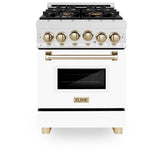 ZLINE Autograph Edition 24" 2.8 cu. ft. Range with Gas Stove and Gas Oven in DuraSnow Stainless Steel with White Matte Door