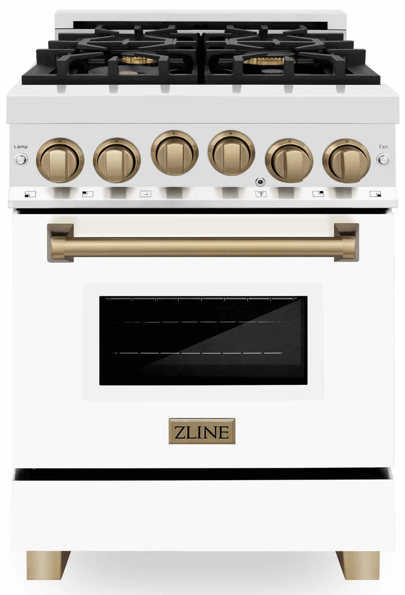 ZLINE Autograph Edition 24" 2.8 cu. ft. Range with Gas Stove and Gas Oven in Stainless Steel with White Matte Door