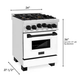 ZLINE Autograph Edition 24" 2.8 cu. ft. Range with Gas Stove and Gas Oven in Stainless Steel with White Matte Door