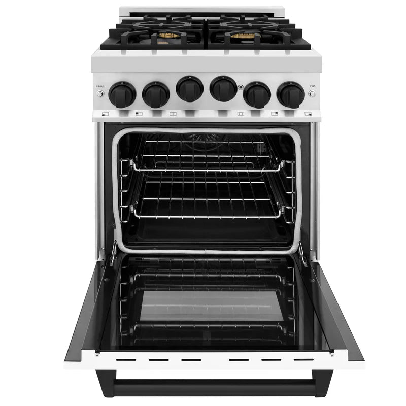 ZLINE Autograph Edition 24" 2.8 cu. ft. Range with Gas Stove and Gas Oven in Stainless Steel with White Matte Door