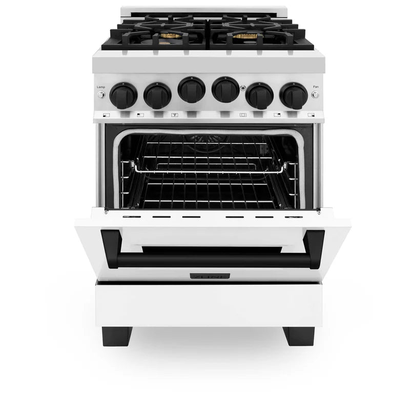 ZLINE Autograph Edition 24" 2.8 cu. ft. Range with Gas Stove and Gas Oven in Stainless Steel with White Matte Door