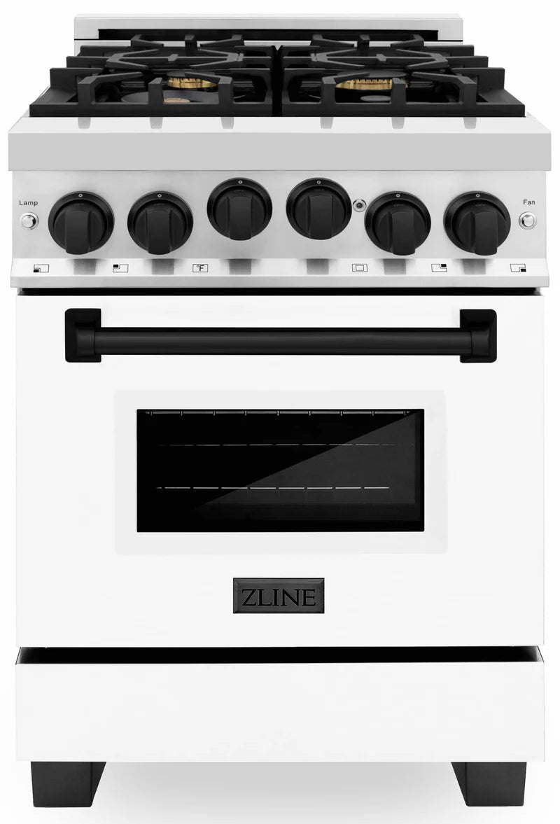 ZLINE Autograph Edition 24" 2.8 cu. ft. Range with Gas Stove and Gas Oven in Stainless Steel with White Matte Door