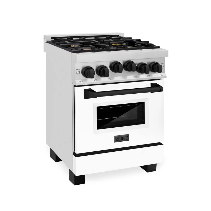 ZLINE Autograph Edition 24" 2.8 cu. ft. Range with Gas Stove and Gas Oven in Stainless Steel with White Matte Door