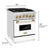 ZLINE Autograph Edition 24" 2.8 cu. ft. Range with Gas Stove and Gas Oven in Stainless Steel with White Matte Door