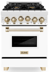 ZLINE Autograph Edition 24" 2.8 cu. ft. Range with Gas Stove and Gas Oven in Stainless Steel with White Matte Door