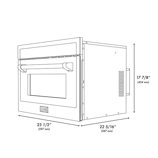 ZLINE Autograph Edition 24" Built-in Convection Microwave Oven in Black Stainless Steel with Gold Accents