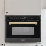 ZLINE Autograph Edition 24" Built-in Convection Microwave Oven in Black Stainless Steel with Gold Accents