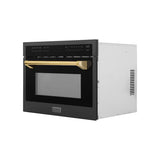 ZLINE Autograph Edition 24" Built-in Convection Microwave Oven in Black Stainless Steel with Gold Accents