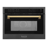 ZLINE Autograph Edition 24" Built-in Convection Microwave Oven in Black Stainless Steel with Gold Accents