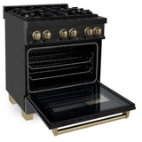 ZLINE Autograph Edition 30" 4.0 cu. ft. Dual Fuel Range with Gas Stove and Electric Oven in Black Stainless Steel