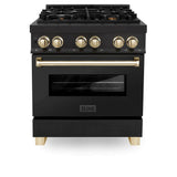 ZLINE Autograph Edition 30" 4.0 cu. ft. Dual Fuel Range with Gas Stove and Electric Oven in Black Stainless Steel