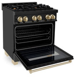 ZLINE Autograph Edition 30" 4.0 cu. ft. Dual Fuel Range with Gas Stove and Electric Oven in Black Stainless Steel