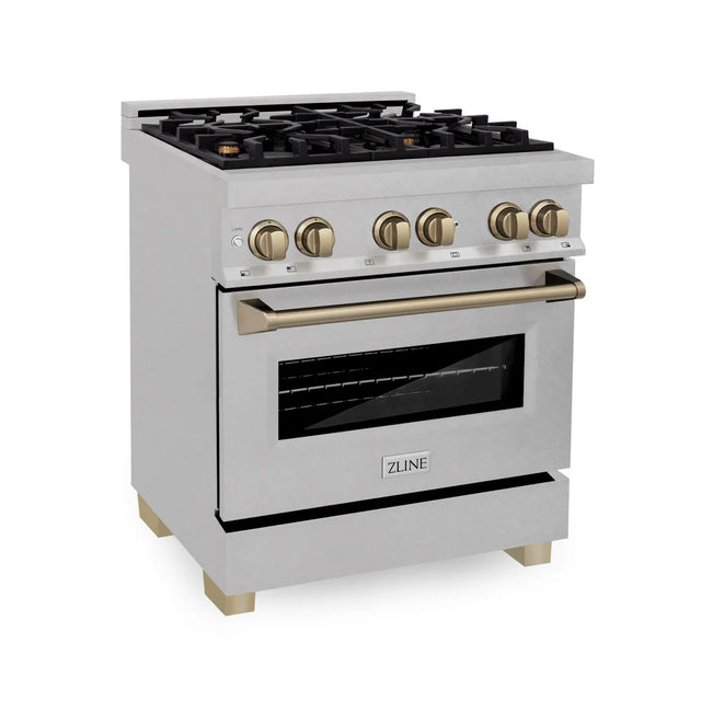 ZLINE Autograph Edition 30" 4.0 cu. ft. Dual Fuel Range with Gas Stove and Electric Oven in DuraSnow Stainless Steel