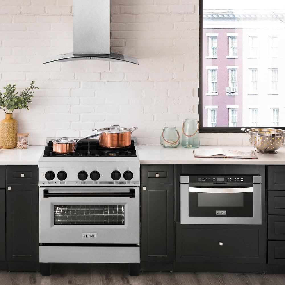 ZLINE Autograph Edition 30" 4.0 cu. ft. Dual Fuel Range with Gas Stove and Electric Oven in DuraSnow Stainless Steel