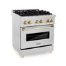 ZLINE Autograph Edition 30" 4.0 cu. ft. Dual Fuel Range with Gas Stove and Electric Oven in DuraSnow Stainless Steel