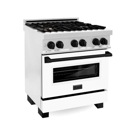 ZLINE Autograph Edition 30" 4.0 cu. ft. Dual Fuel Range with Gas Stove and Electric Oven in DuraSnow Stainless Steel with White Matte Door