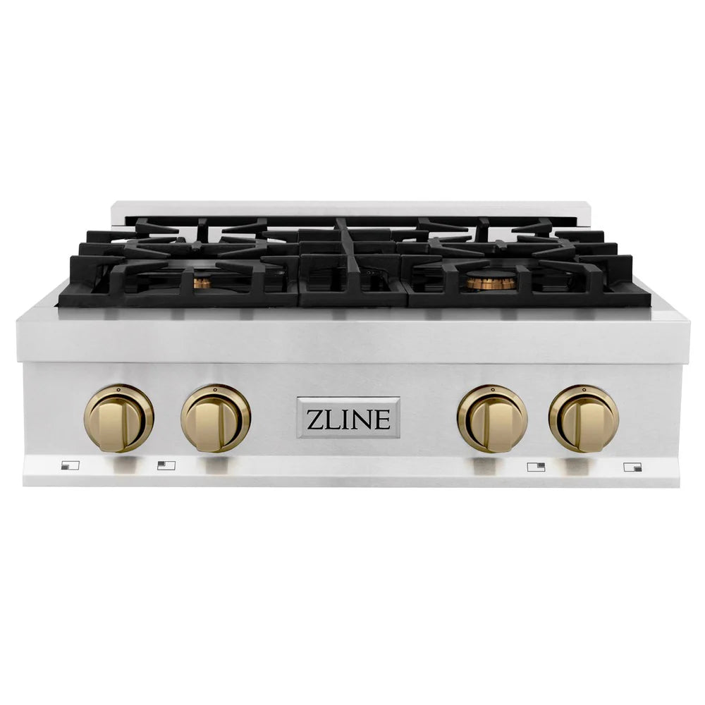 ZLINE Autograph Edition 30" Porcelain Rangetop with 4 Gas Burners in DuraSnow Stainless Steel