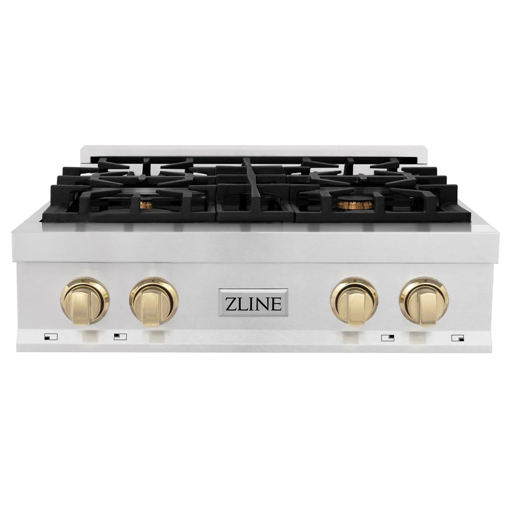 ZLINE Autograph Edition 30" Porcelain Rangetop with 4 Gas Burners in DuraSnow Stainless Steel