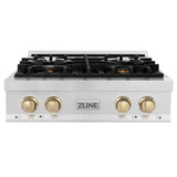 ZLINE Autograph Edition 30" Porcelain Rangetop with 4 Gas Burners in DuraSnow Stainless Steel