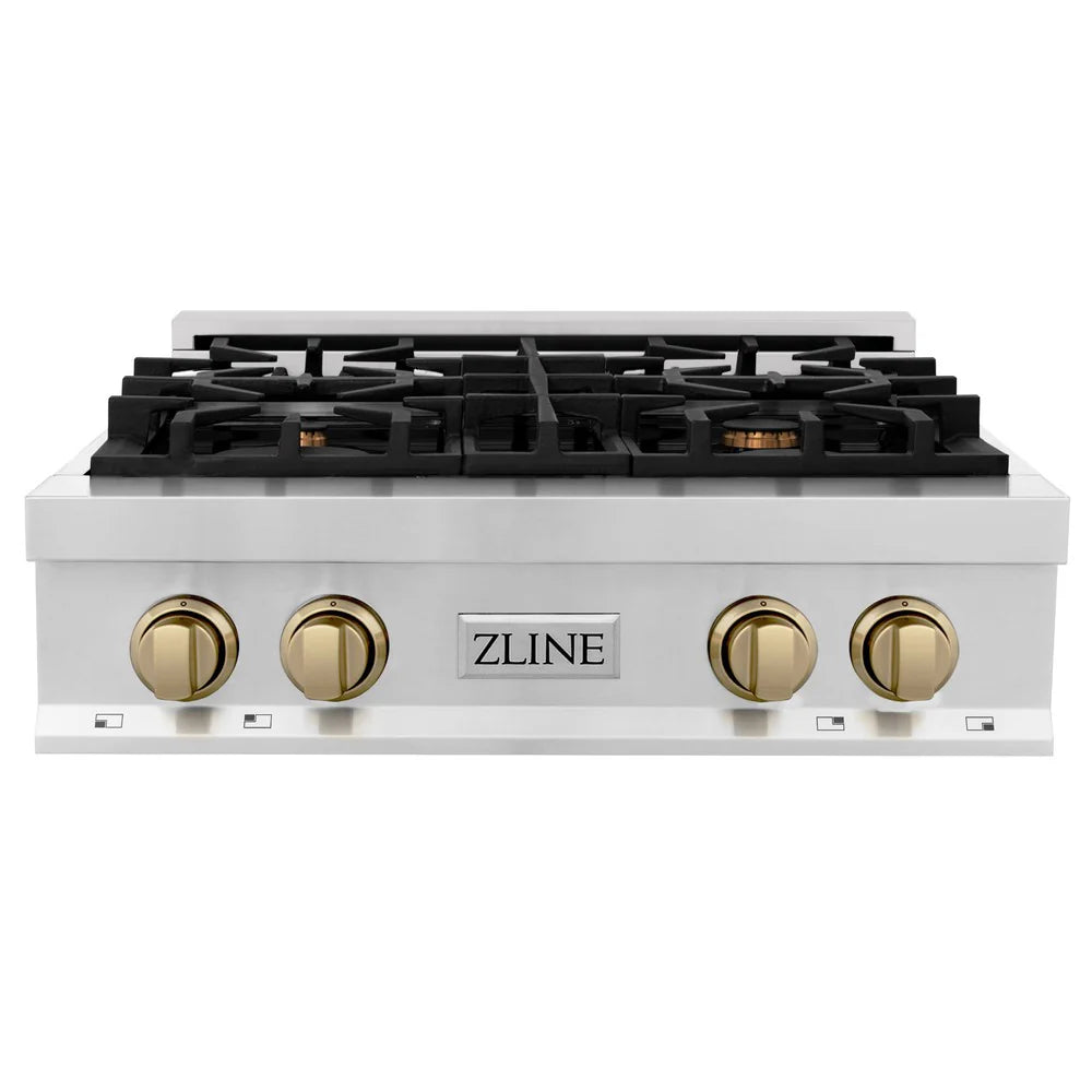 ZLINE Autograph Edition 30" Porcelain Rangetop with 4 Gas Burners in Stainless Steel