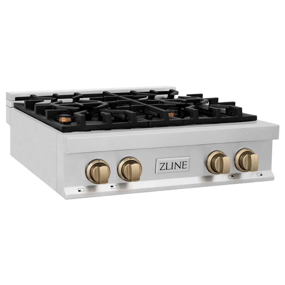 ZLINE Autograph Edition 30" Porcelain Rangetop with 4 Gas Burners in Stainless Steel