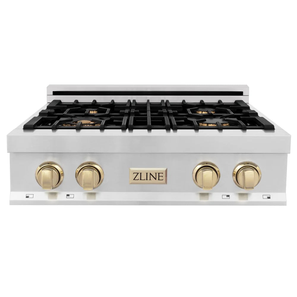 ZLINE Autograph Edition 30" Porcelain Rangetop with 4 Gas Burners in Stainless Steel