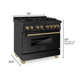 ZLINE Autograph Edition 36" 4.6 cu. ft. Dual Fuel Range with Gas Stove and Electric Oven in Black Stainless Steel