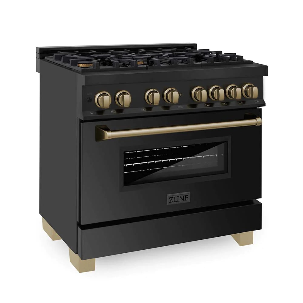 ZLINE Autograph Edition 36" 4.6 cu. ft. Dual Fuel Range with Gas Stove and Electric Oven in Black Stainless Steel