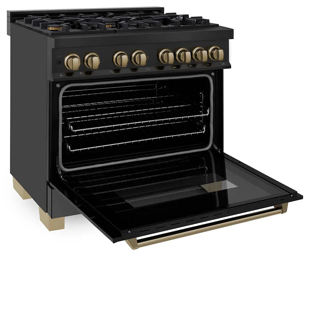 ZLINE Autograph Edition 36" 4.6 cu. ft. Dual Fuel Range with Gas Stove and Electric Oven in Black Stainless Steel