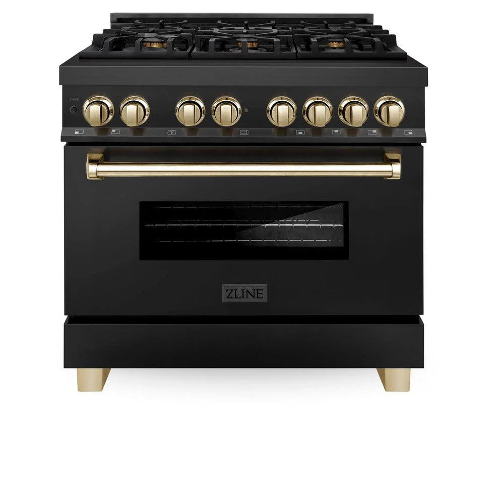 ZLINE Autograph Edition 36" 4.6 cu. ft. Dual Fuel Range with Gas Stove and Electric Oven in Black Stainless Steel