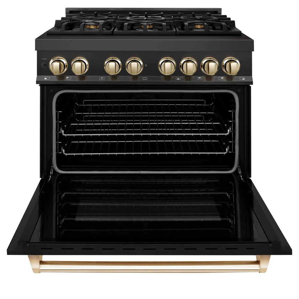 ZLINE Autograph Edition 36" 4.6 cu. ft. Dual Fuel Range with Gas Stove and Electric Oven in Black Stainless Steel