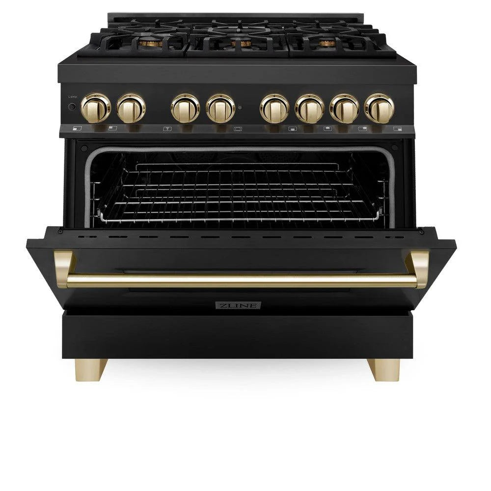 ZLINE Autograph Edition 36" 4.6 cu. ft. Dual Fuel Range with Gas Stove and Electric Oven in Black Stainless Steel