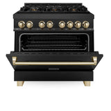 ZLINE Autograph Edition 36" 4.6 cu. ft. Dual Fuel Range with Gas Stove and Electric Oven in Black Stainless Steel