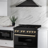 ZLINE Autograph Edition 36" 4.6 cu. ft. Dual Fuel Range with Gas Stove and Electric Oven in Black Stainless Steel