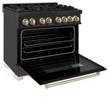 ZLINE Autograph Edition 36" 4.6 cu. ft. Dual Fuel Range with Gas Stove and Electric Oven in Black Stainless Steel