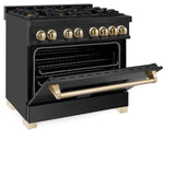 ZLINE Autograph Edition 36" 4.6 cu. ft. Dual Fuel Range with Gas Stove and Electric Oven in Black Stainless Steel